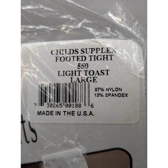 Vintage Illinois Theatrical Dance Tights Childs Footed Light Toast Size Large - Picture 2 of 8